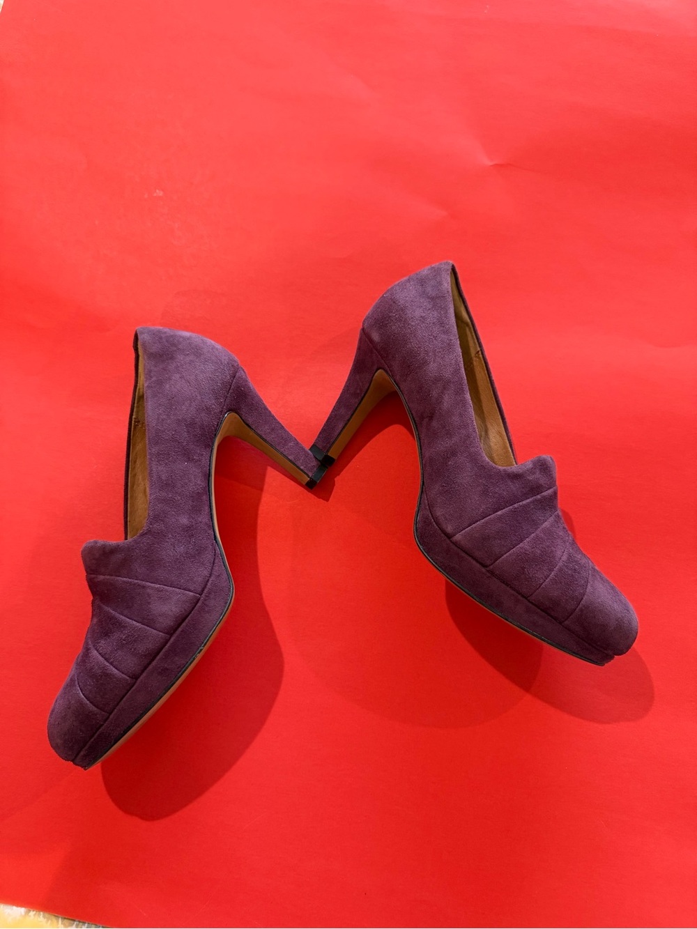 Clarks Purple Suede Rounded Toe - Picture 3 of 5